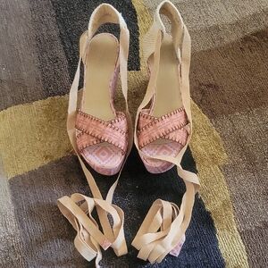 Theodora & Callum Pink Espadrille Sandals